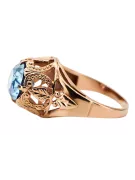 Originálny vinobranie 14K Produkt s ružovým zlatým Aquamarine Ring vintage unikátny VRC080R